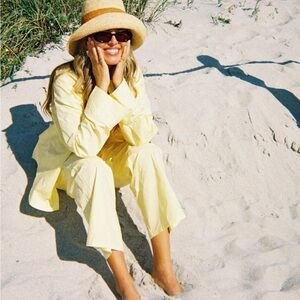 PARKE Resort Collection Yellow Boyfriend Button Down Cotton Shirt size Medium